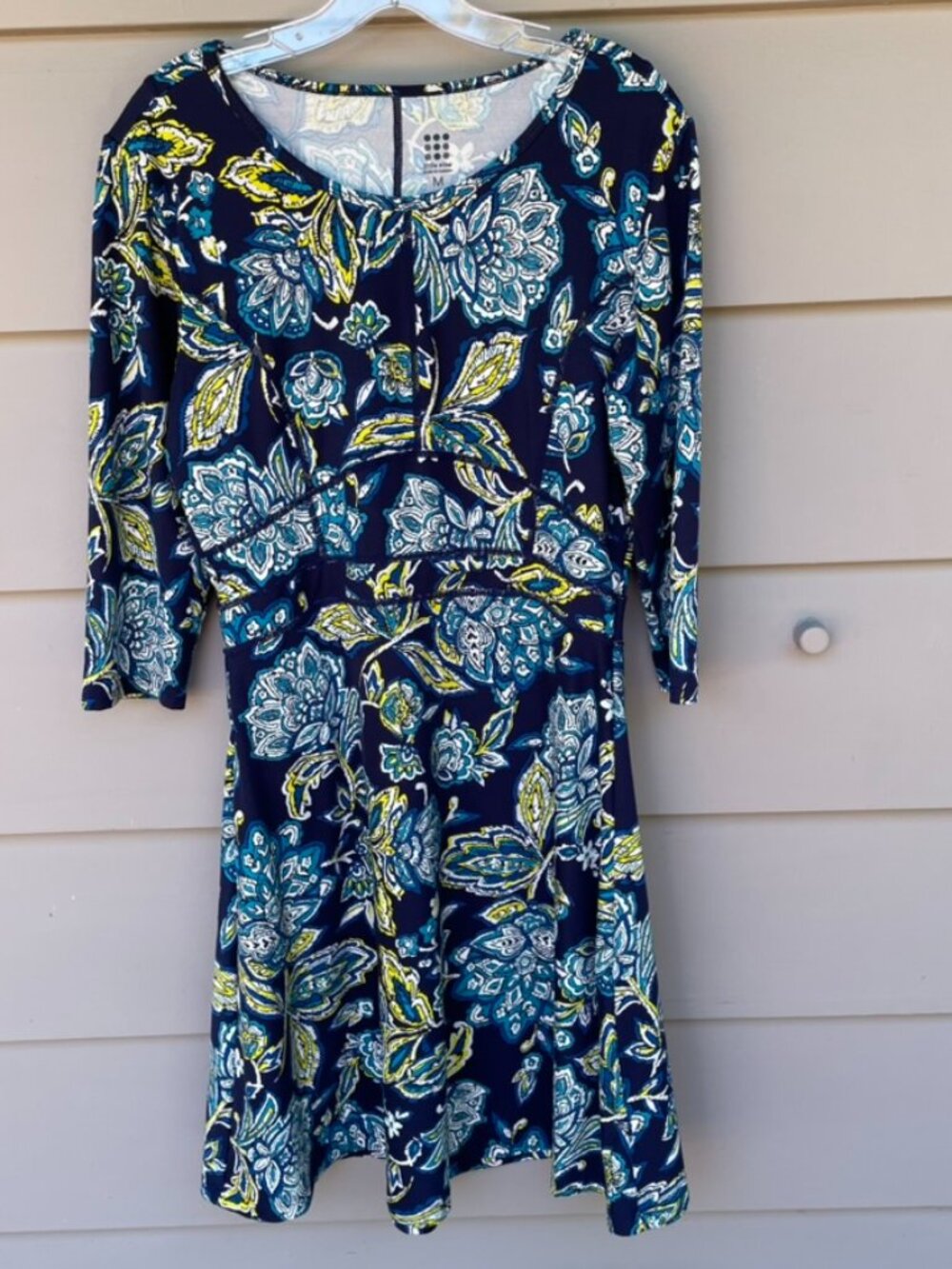 Title Nine Floral 3/4 Sleeve Dream Dress Athleisure Activewear Travel Womens M